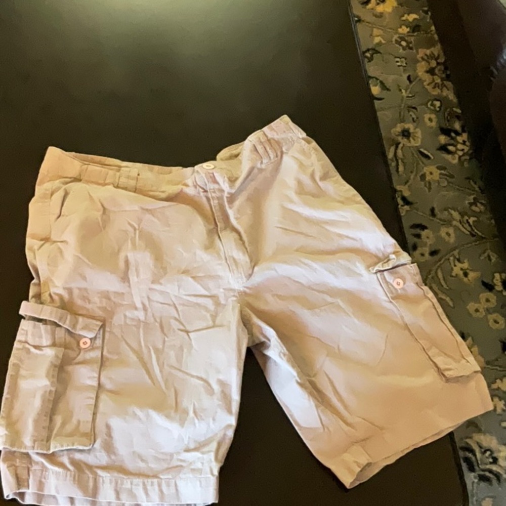 Haggar Cream Cargo Shorts Durable Cotton Knee-Length